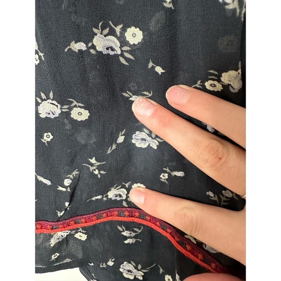 Ulla Johnson Size 8 Lida 100% Silk Embroidered Blouse in Navy and Maroon - Picture 5 of 5